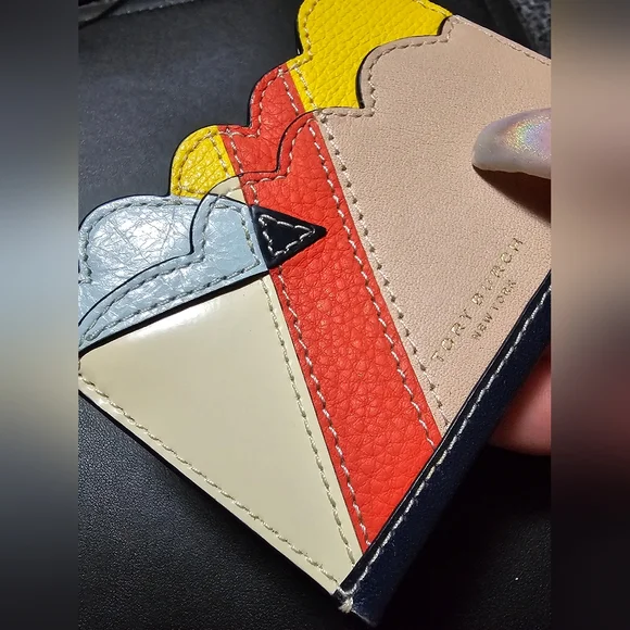 TORY BURCH Card Case Multicolor Leather Enamel Card Holder - Picture 11 of 12